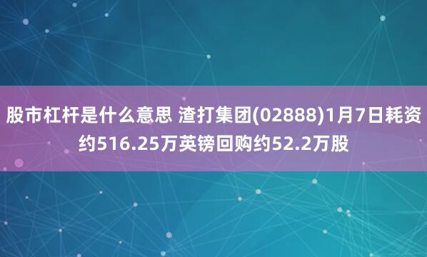 股市杠杆是什么意思 渣打集团(02888)1月7日耗资约516.25万英镑回购约52.2万股