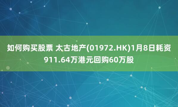 如何购买股票 太古地产(01972.HK)1月8日耗资911.64万港元回购60万股