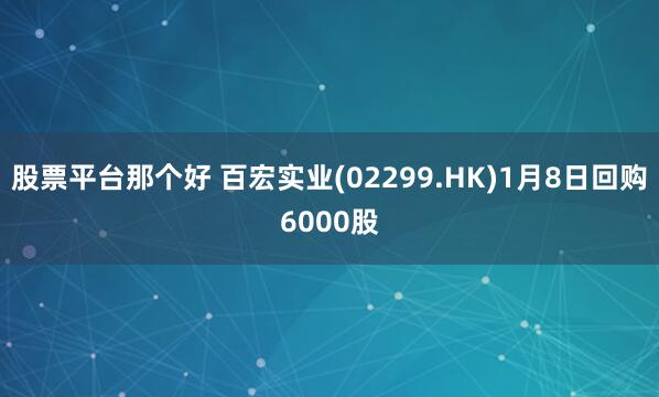 股票平台那个好 百宏实业(02299.HK)1月8日回购6000股