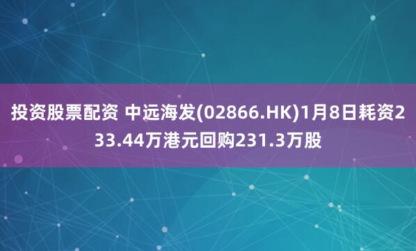 投资股票配资 中远海发(02866.HK)1月8日耗资233.44万港元回购231.3万股