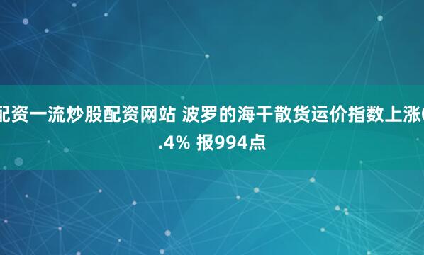 配资一流炒股配资网站 波罗的海干散货运价指数上涨0.4% 报994点