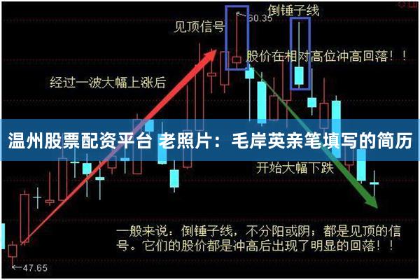 温州股票配资平台 老照片：毛岸英亲笔填写的简历